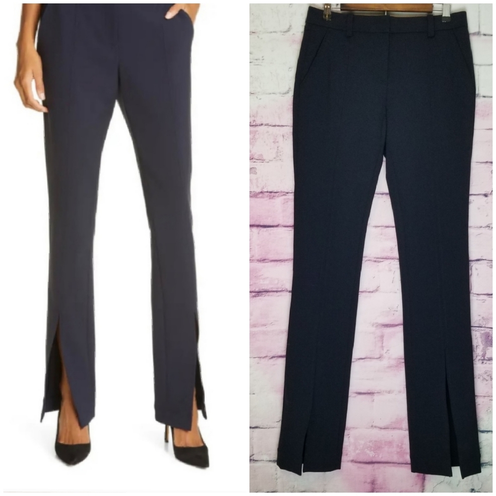 A.L.C. CONWAY DEEP NAVY BLUE SPLIT FRONT SLIM DRESS TROUSER PANTS 4 NWT